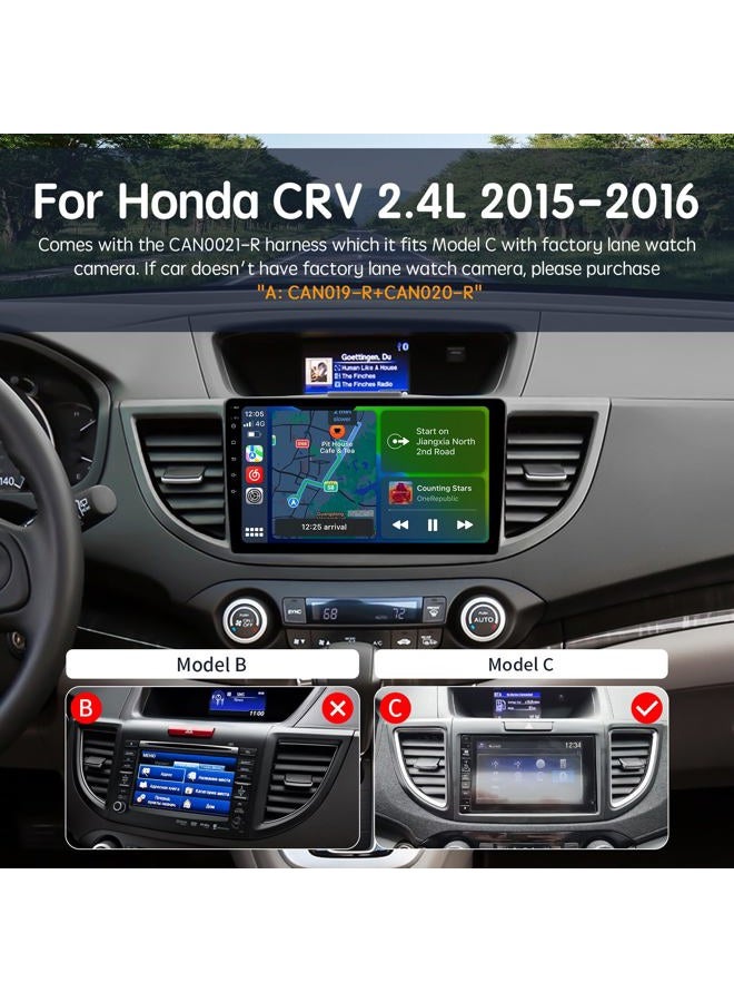 ViaBecs 10.2" Android 12 6G 128G Wireless Apple Carplay Radio for Honda CRV 2.4L 2015 to 2016, Touch Screen Car Stereo Android Auto with Mirror Link QLED Screen GPS Navigation (CAN021-R Harness) - Image 2