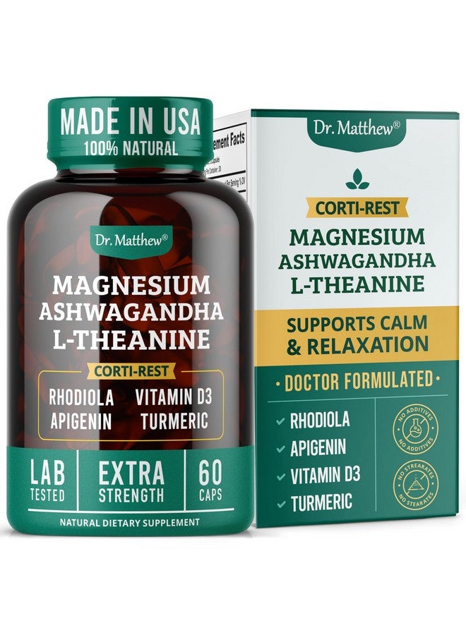 Dr. Matthew Cortisol & Adrenal Support Supplement -Ashwagandha KSM-66, Magnesium Glycinate & Citrate, L-Theanine, Rhodiola, Apigenin, Turmeric, Vitamin D3-Mood Balance, Calmness, Restful Sleep & Relaxation-Vegan - Image 1