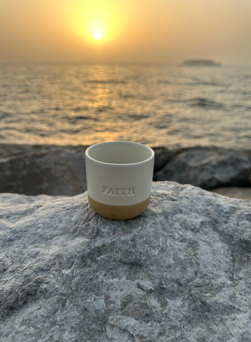 Tohfa Luxe Faith Engraved Ceramic Cup – Handmade, 175ml, Cream, English & Arabic Inscription, Single Piece, Artisan Craftsmanship, Gift-Ready - Image 5