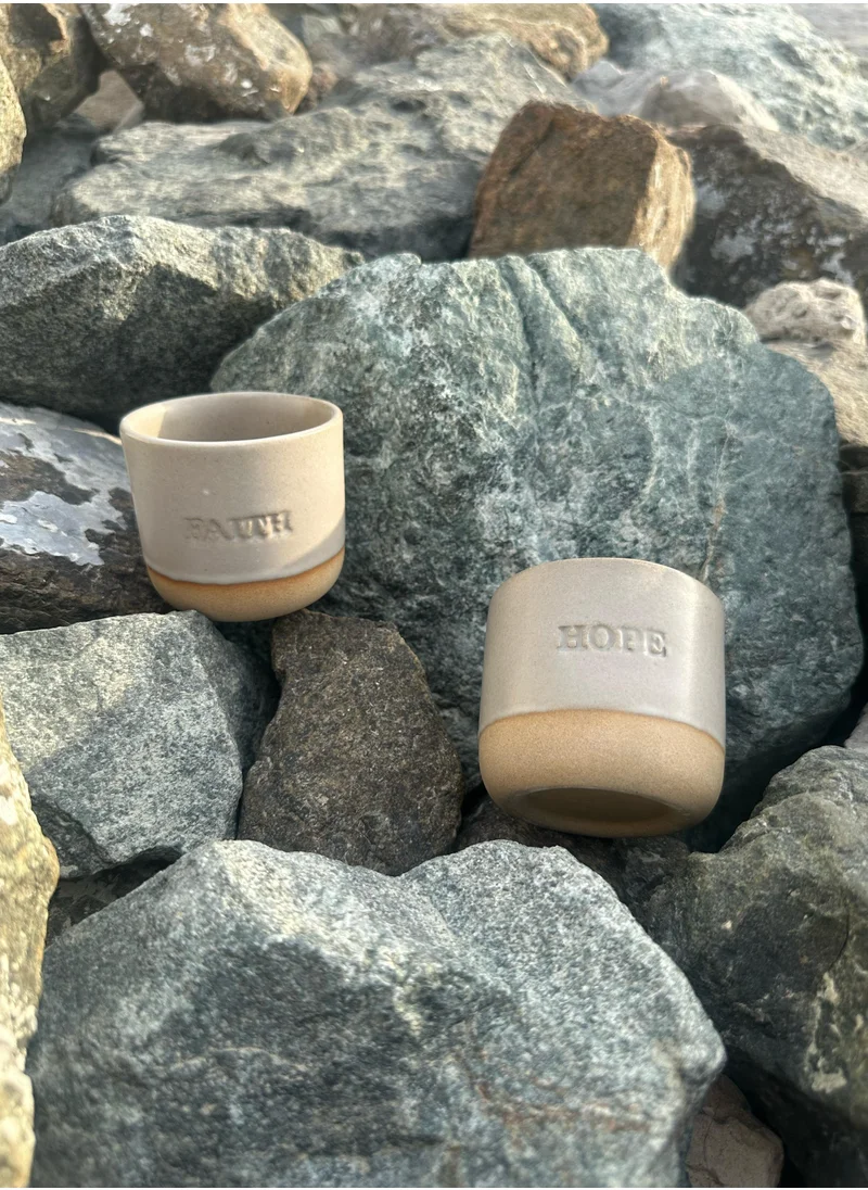 Tohfa Luxe TohfaLuxe Faith Engraved Single Ceramic Cup - Cream