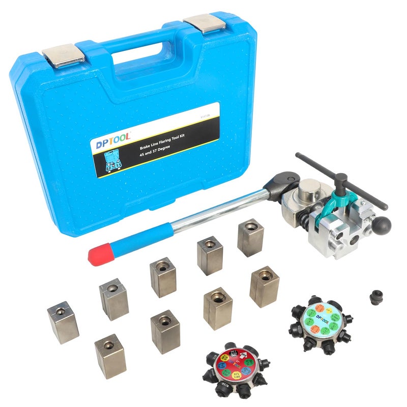 DPTOOL Brake Line Flaring Tool Kit, 45 and 37 Degree Single, Double and Bubble Flares, Brake Line and Tubing Flaring Tool for 3/16", 1/4", 5/16", 3/8" and 4.75mm Tubing - Image 1