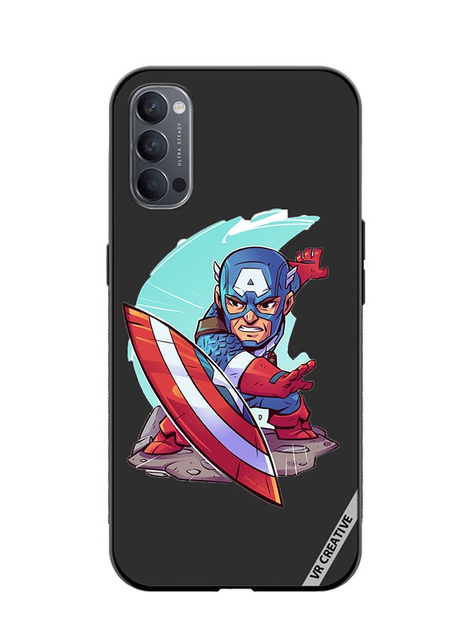 VR CREATIVE Protective Case Cover For Oppo Reno4 Pro 5G Superhero Captain America Design Multicolour - Image 1