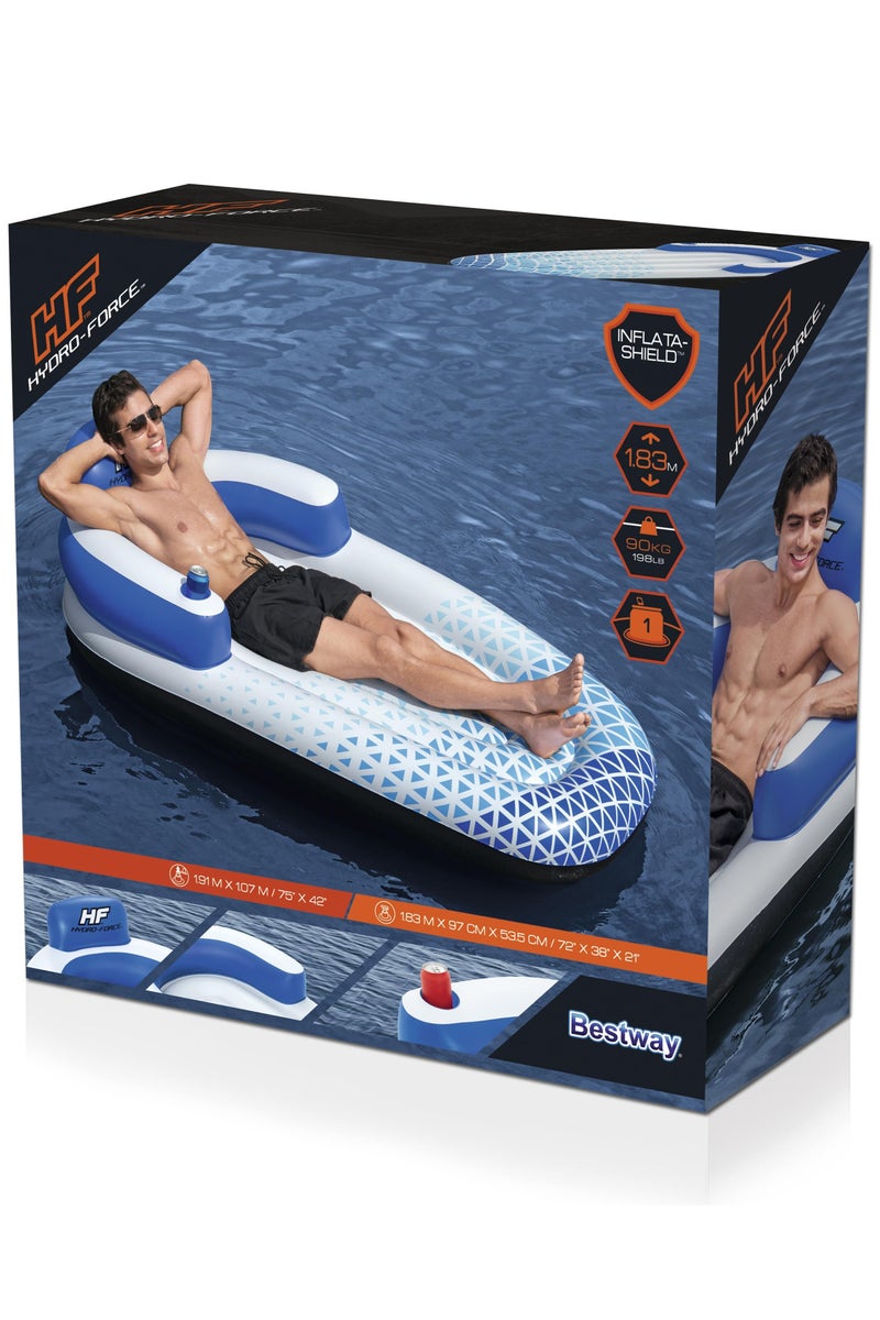 Bestway Bestway Hydro-Force Indigo Wave Lounge 191x107cm | Inflatable Ride-on | Pool Float | Summer Water Toy | Pool & Beach Toy - Image 1