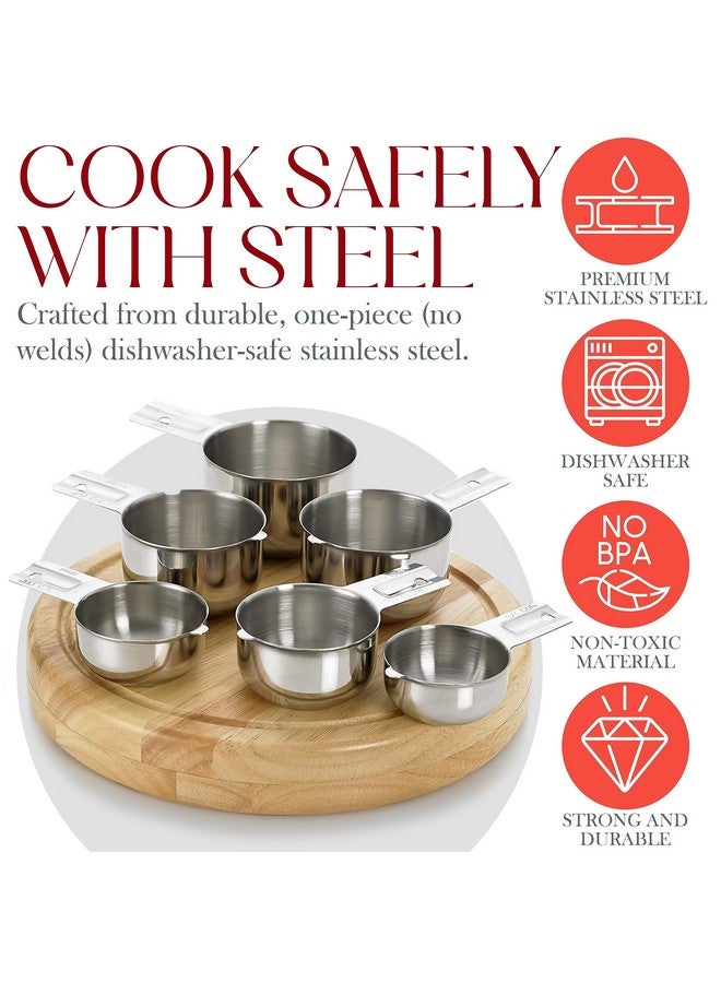 Bellemain One Piece Stainless Steel - Nesting measuring cups for Kitchen for Bakers, Dry - Ml & Oz measuring cup for Liquid, Metal, Set of 6 - Image 4