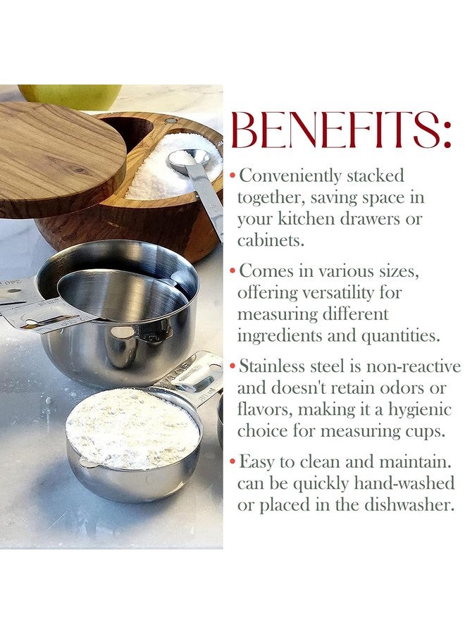 Bellemain One Piece Stainless Steel - Nesting measuring cups for Kitchen for Bakers, Dry - Ml & Oz measuring cup for Liquid, Metal, Set of 6 - Image 3