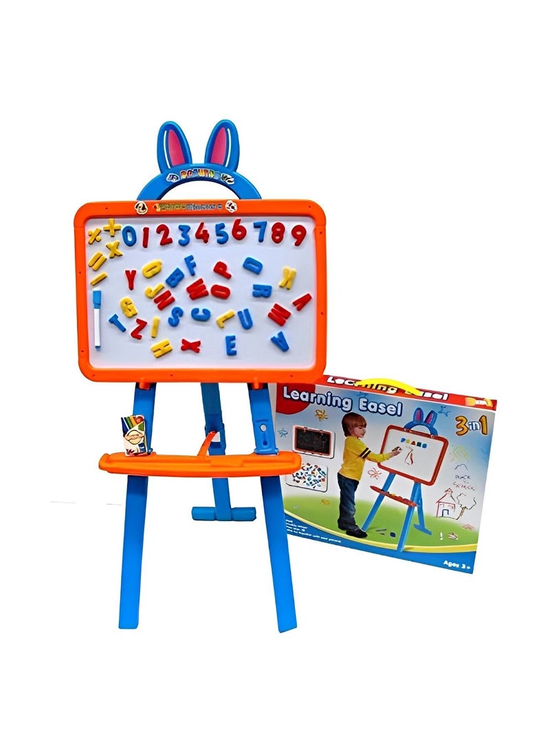 Easel Board for Kids 3 in 1 Dry Erase White Board Magnetic Board and Chalkboard With Letters and Numbers  - Image 2