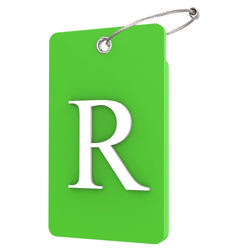 Gostwo 2 Pack Luggage Tags for Suitcases 26 Initial Letter Travel Luggage Baggage Identification Labels ID Tag Fully Bendable Tags with Stainless Steel Loop Green Letter R - Image 3