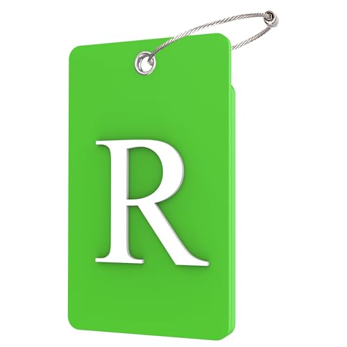 Gostwo 2 Pack Luggage Tags for Suitcases 26 Initial Letter Travel Luggage Baggage Identification Labels ID Tag Fully Bendable Tags with Stainless Steel Loop Green Letter R - Image 1