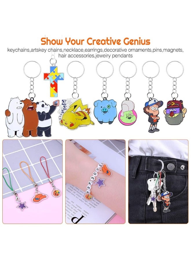 shynek Shrinky Plastic Sheets Keychain Kit, 125Pcs Shrinky Art Kit Including 20 Pcs Shrinky Paper Sheets, Hole Punch, Pencils, Keychains, Tweezers, Scissors for Crafts and Keychains - Image 3