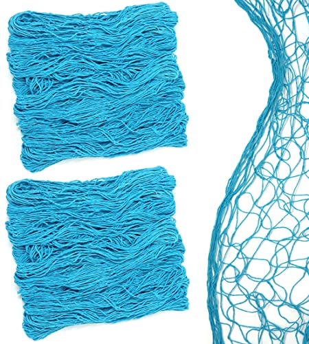 Bluetable Fish Net Decoration Nautical Netting Decor Fishing Net Decor Mermaid Birthday Decorations Under the Sea Party Pirate Party Fishnet Decorative Beach Party Baby Shark Ocean Turquoise Color 48 x 144 Inches 2 Pack - Image 1