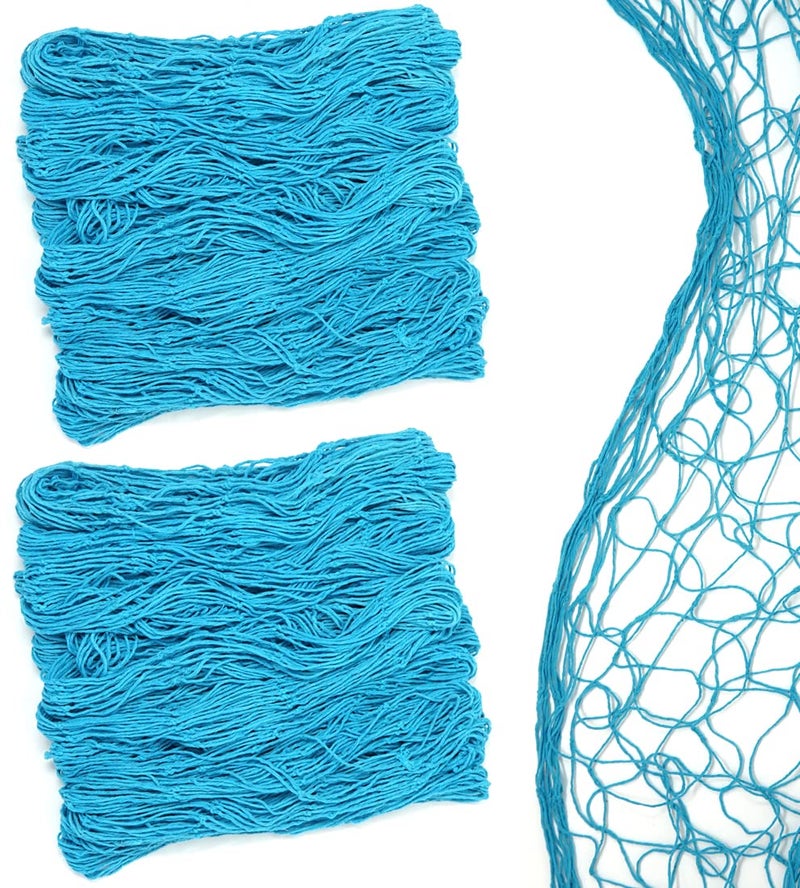 Bluetable Fish Net Decoration Nautical Netting Decor Fishing Net Decor Mermaid Birthday Decorations Under the Sea Party Pirate Party Fishnet Decorative Beach Party Baby Shark Ocean Turquoise Color 48 x 144 Inches 2 Pack - Image 2