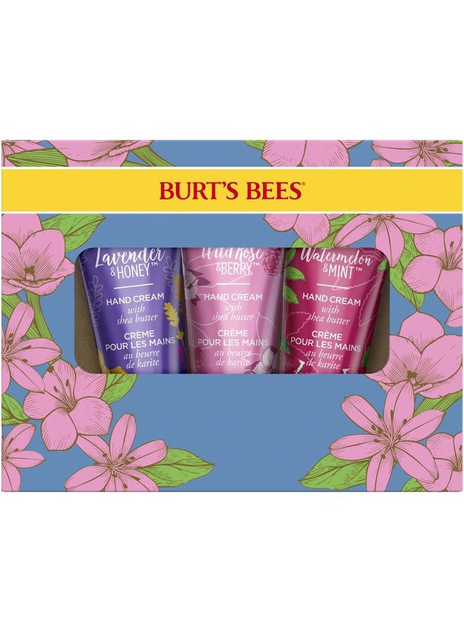 Burt's Bees Spring Gift, 3 Moisturizing Self Care Gifts, Shea Butter Hand Cream Trio Spring Set - Lavender & Honey, Wild Rose & Berry and Watermelon & Mint (Packaging May Vary) - Image 1