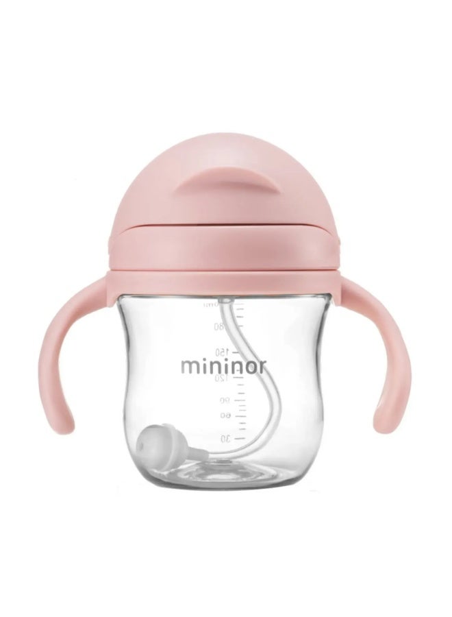 Mininor - Non-spill Trainer Straw Cup - , BPA and BPS Free Tritan, Weighted Straw, 6m + Rose - 220ml - Image 2
