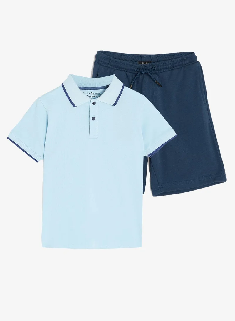 Ripples Boys Short Sleeves Polo T-Shirt & Shorts Set