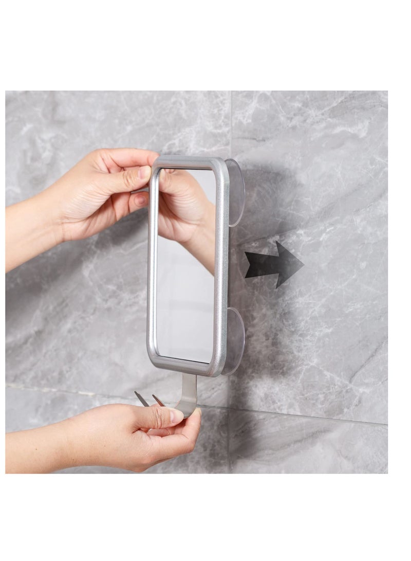 SYOSI Shower Mirror Fogless for Shaving- with 4 Suctions, Anti Fog Mirror for Shower, Bathroom, Vanity, Bathtub, Razor Holder for Men  - Image 4