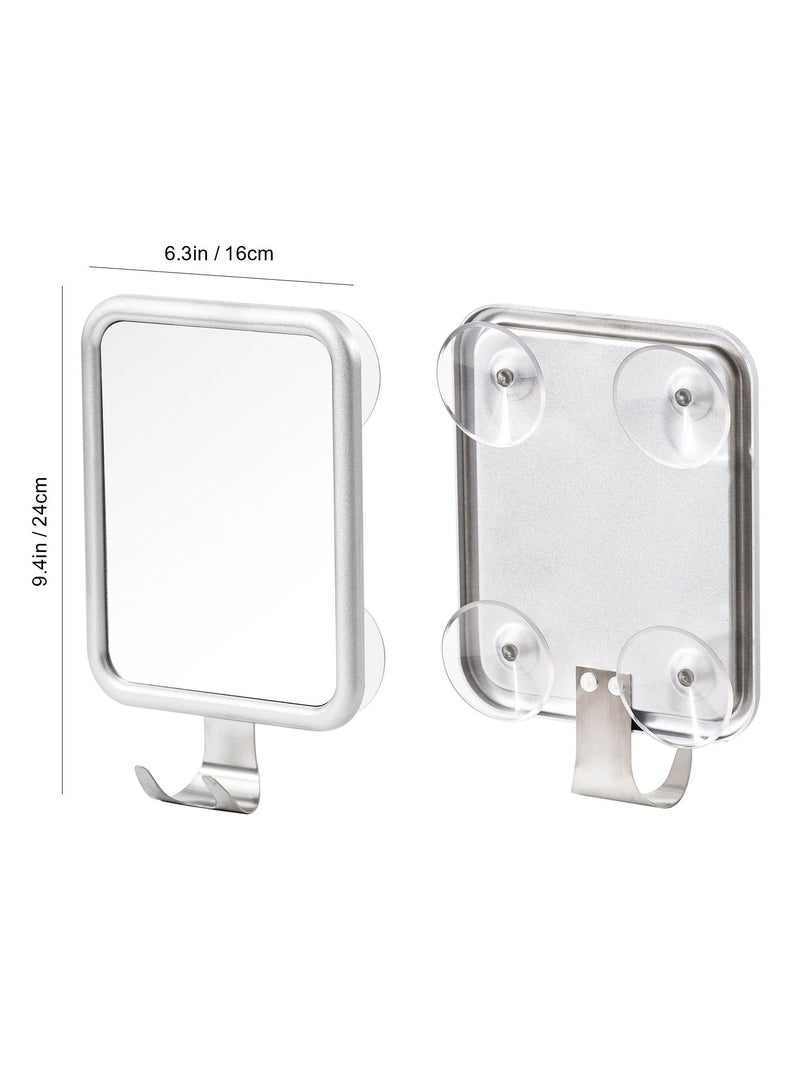 SYOSI Shower Mirror Fogless for Shaving- with 4 Suctions, Anti Fog Mirror for Shower, Bathroom, Vanity, Bathtub, Razor Holder for Men  - Image 2