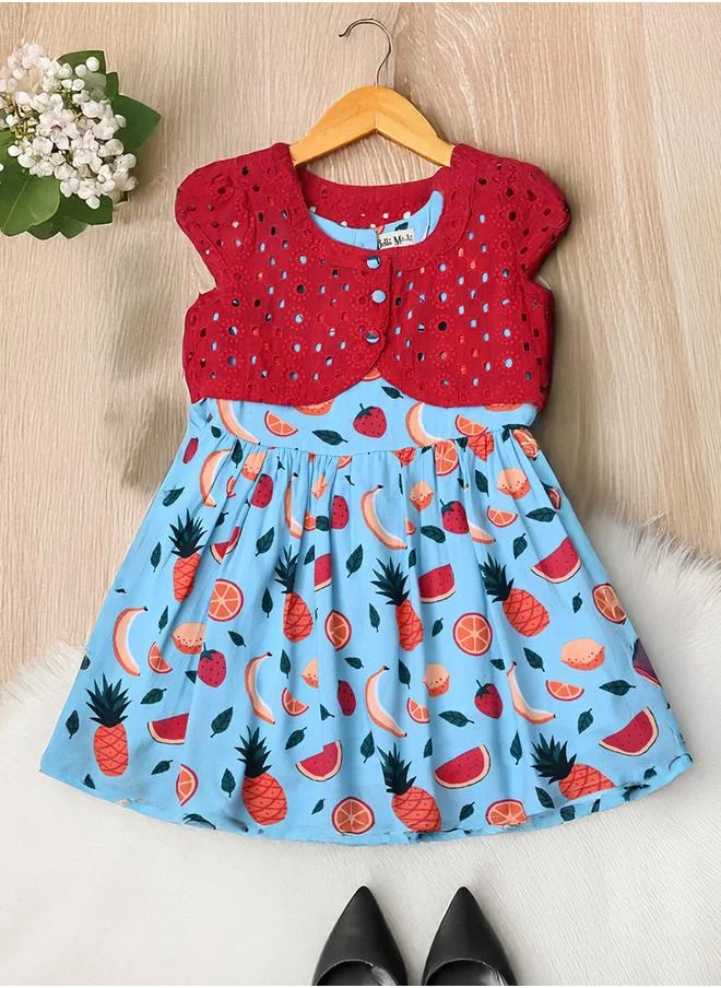 بيلا مودا Bella Moda Printed Schiffli Cotton A-Line Dress with Lining