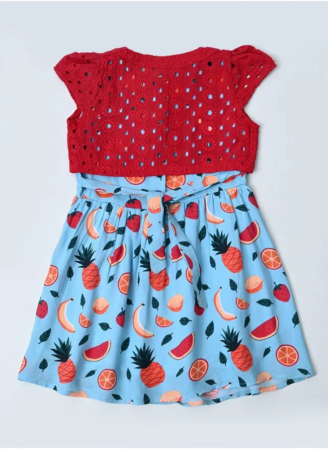 بيلا مودا Bella Moda Printed Schiffli Cotton A-Line Dress with Lining