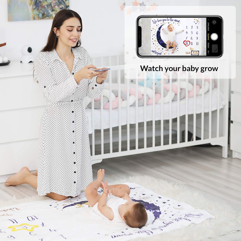 ODOXIA Baby Monthly Milestone Blanket Girl Or Boy, Unisex | Month Blanket Baby For Pictures | Personalized Shower Gifts New Moms | Track Growth u0026 Age | Soft, Thick, Large - Image 2
