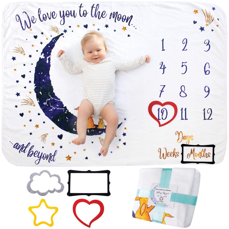 ODOXIA Baby Monthly Milestone Blanket Girl Or Boy, Unisex | Month Blanket Baby For Pictures | Personalized Shower Gifts New Moms | Track Growth u0026 Age | Soft, Thick, Large - Image 1