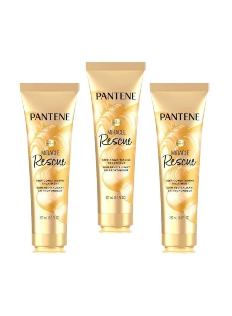 Pantene Deep Conditioning Hair Mask Miracle Rescue Pro-V , 8 Fl Oz (Pack of 3)- Total 24.0 Fl oz - Image 1