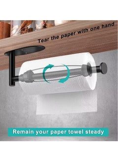 Generic Paper Towel Holder Under Cabinet, Stainless Steel Wall Mount Paper Roll Holder, with Damping Effect, Self-Adhesive or Drilled for Kitchen Bathroom, Upgrade Silver  - Image 4
