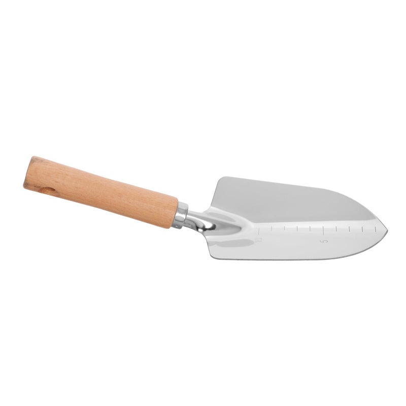 Stainless Steel Garden Shovel Trowel with Wood Handle and Measurement Mark for Digging Planting Outdoor Gardening - Image 2