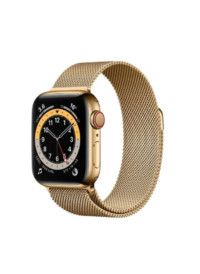 Generic - Replacement Strap For Apple Watch Ultra 49mm&Watch Ultra 2 49mm / Series 9&8&7 45mm / SE 3&SE 2&6&SE&5&4 44mm / 3&2&1 42mm Mutural Milanese Stainless Steel Watch Band Gold - Image 1