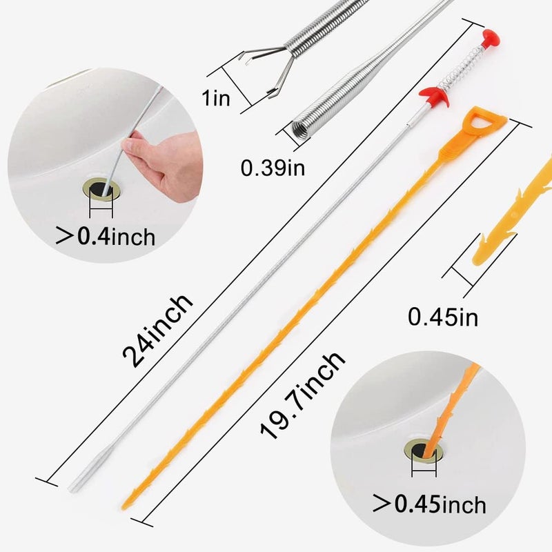 Omont Snake Drain Hair Clog Remover: Remover Auger Cleaning Tool (12pcs) with Steel Claw for Tub Shower Bathroom Toilet Sink - Image 2