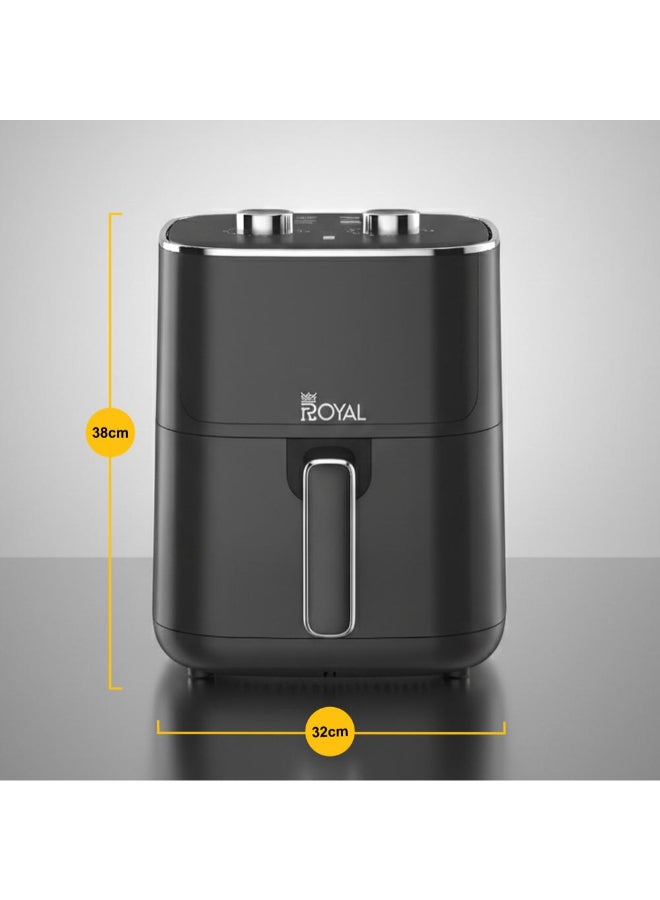 رويال قلاية هوائية يدوية 4.7 لتر 1400 واط بدرجة حرارة 80–200°C مع نافذة رؤية – RA-AFM4717 أسود 4.7 L 1400 W RA-AFM4717 - Image 5