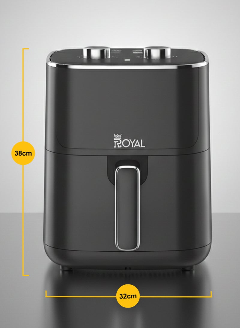 Royal 4.7L Family Air Fryer 1400W | Oil-Free Cooking, Visible Window, 80-200°C, Auto Shut-Off & BPA-Free Basket | RA-AFM4717 Black 4.7 L 1400 W RA-AFM4717 Black - Image 4