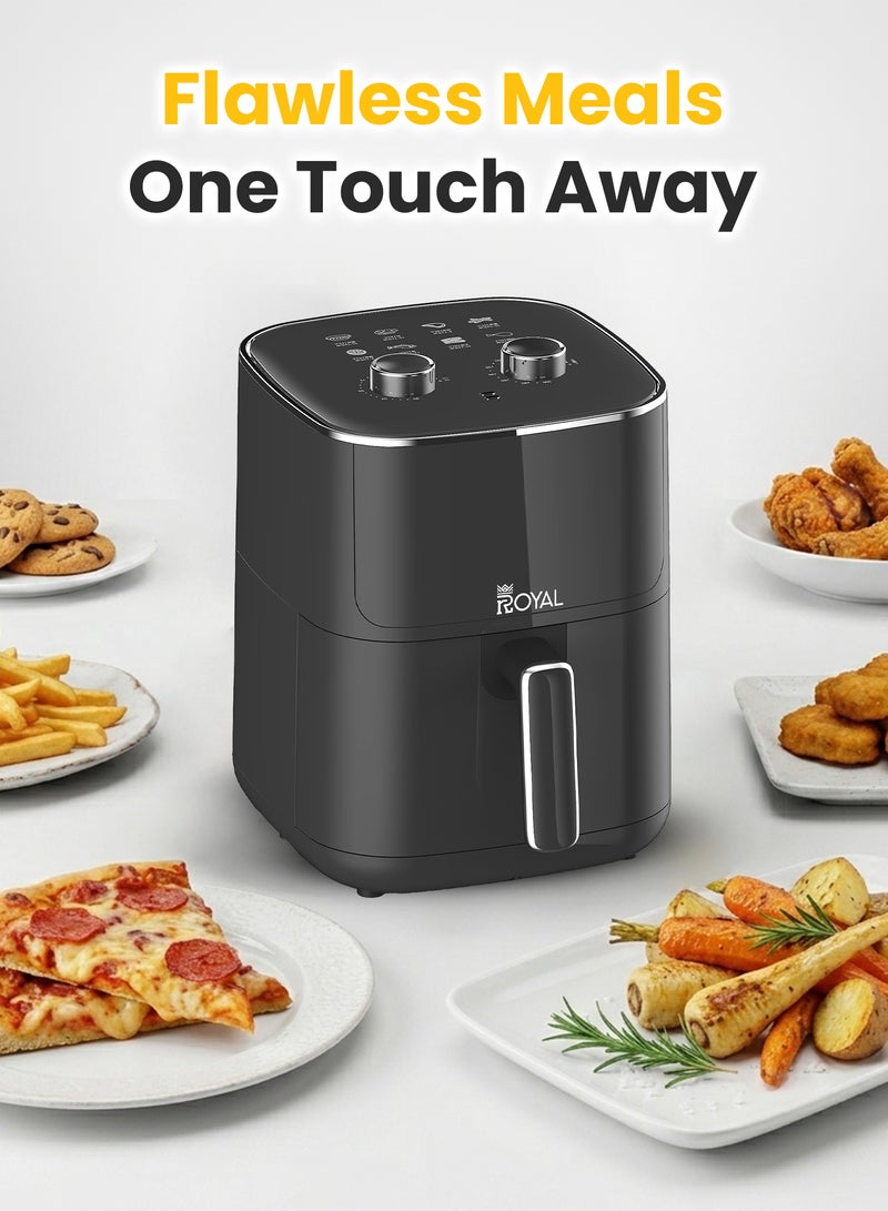 Royal 4.7L Family Air Fryer 1400W | Oil-Free Cooking, Visible Window, 80-200°C, Auto Shut-Off & BPA-Free Basket | RA-AFM4717 Black 4.7 L 1400 W RA-AFM4717 Black - Image 5