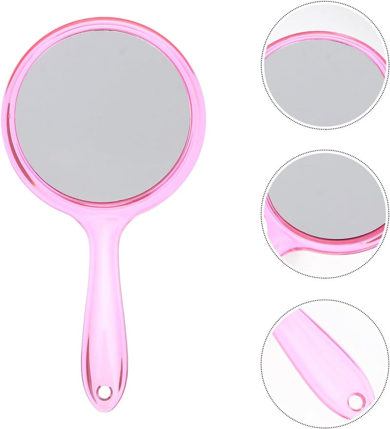 2Pcs Double Sided Handheld Makeup Mirrors with Plastic Handle, Portable Compact Magnifying Cosmetic Mirrors for Travel and Daily Use, Pink - Image 5