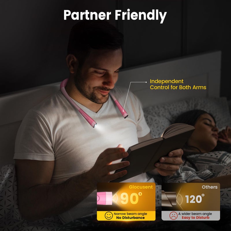 Glocusent Book Light, 3-Color & 6-Brightness Reading Light, Bendable Neck Light, Long Lasting Rechargeable Lamp, Perfect Book Light for Reading in Bed, Knitting, Camping, Repairing, Book Lovers Gifts - Image 5