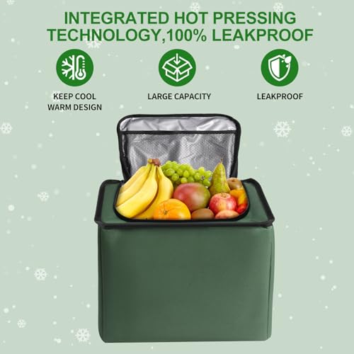 Snuopfy Car Trunk Organizer,115L Heavy Duty Collapsible Trunk Storage, with Insulated Leakproof Cooler Bag Vehicle Cargo Organizer with Lid, 3 Compartments, Straps For Car,Suv,Jeep,Sedan-Green - Image 3