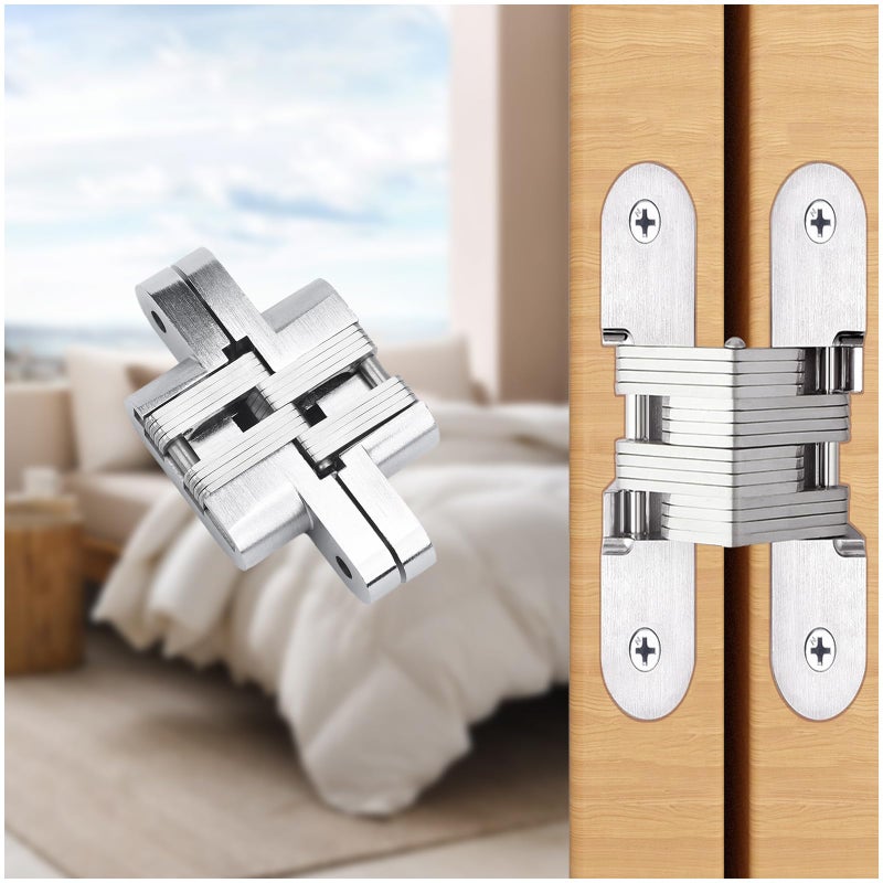 YIDELAI Hidden Hinges 1 Pair Zinc Alloy Invisible Door Hinges 94MM18MM Silver