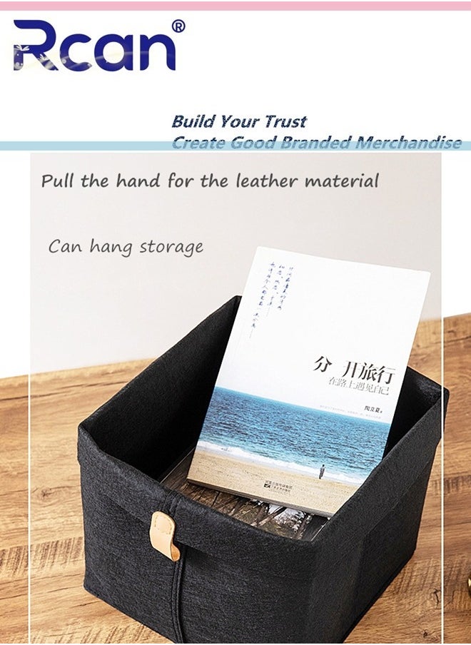 Rcan - 3 Piece Set Of Felt Storage Basket Folding Wardrobe Storage Box Desktop Large Capacity Storage Box with Hand Carry, Multifunctional Storage Box for Shelves, Clothes, Books, Shoes - Image 1