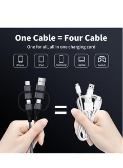 Excefore USB C Charger Cable, 60W/3A USB C to USB Adaptor With iOS/Type C/USB A Ports 4 in 1 for iPhone 15 14 13 Pro Max iPad Samsung S24 S23 Ultra Z Flip 5 Multi USB to USB C Cable, Black  - Image 2
