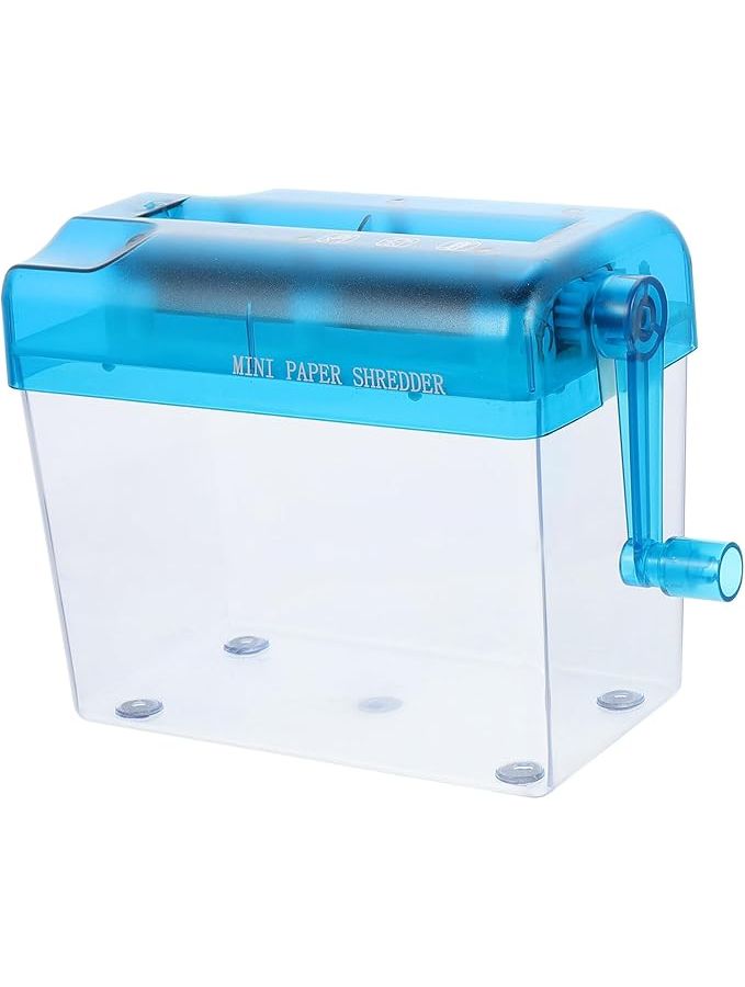 Blue Manual Paper Shredder Portable Small Office Home Document Shredder - Image 1