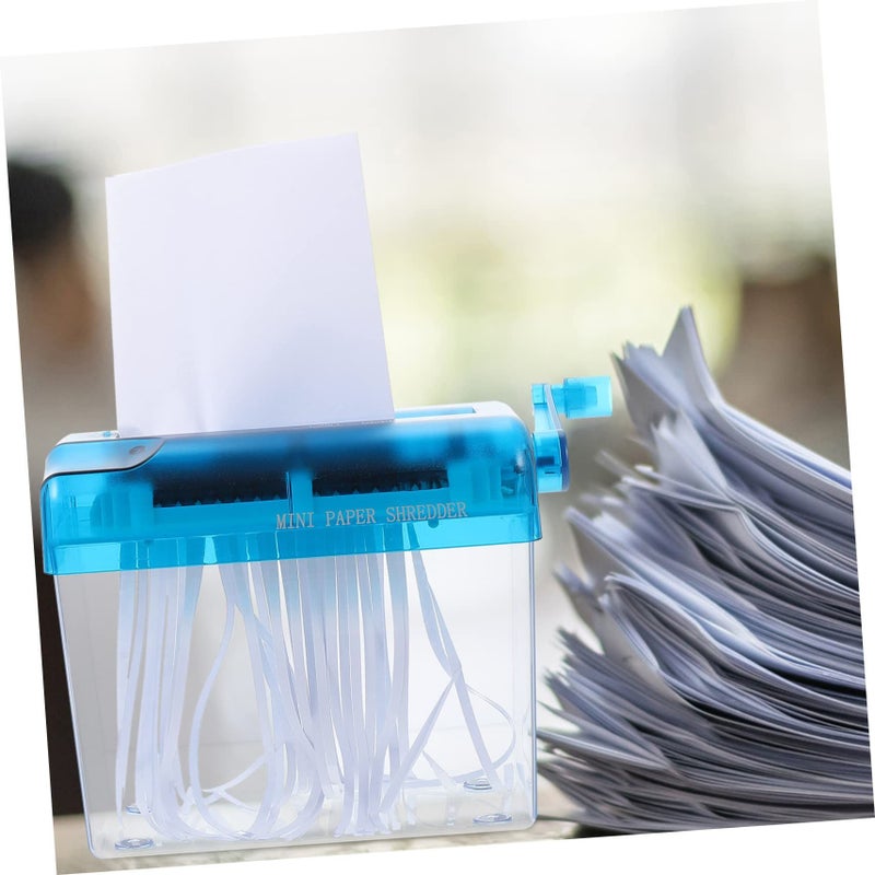 Blue Manual Paper Shredder Portable Small Office Home Document Shredder - Image 4