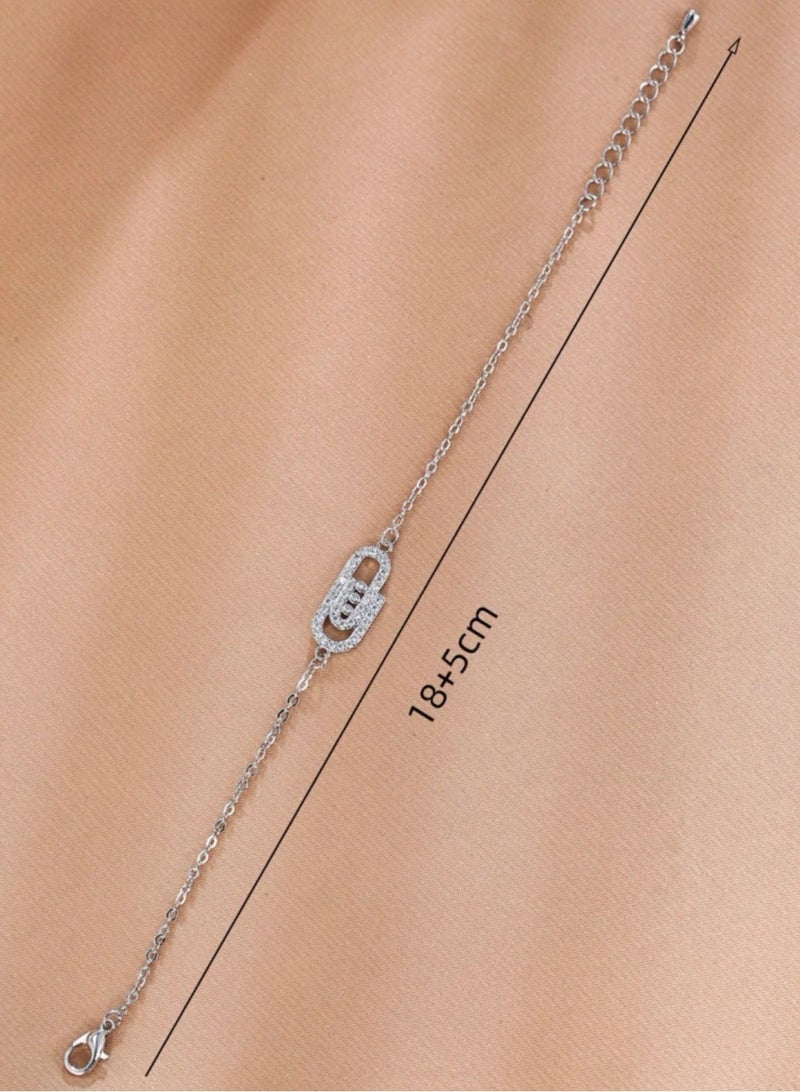 نونز أب اسوارة نسائية أنيقة باللون الفضي مرصعة بالزركون - Image 4