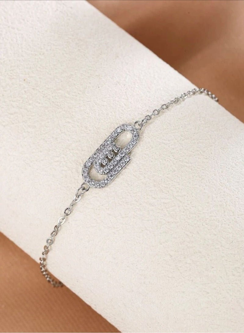 نونز أب اسوارة نسائية أنيقة باللون الفضي مرصعة بالزركون - Image 2