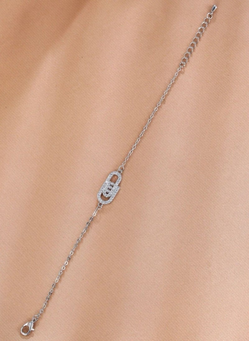 نونز أب اسوارة نسائية أنيقة باللون الفضي مرصعة بالزركون - Image 3