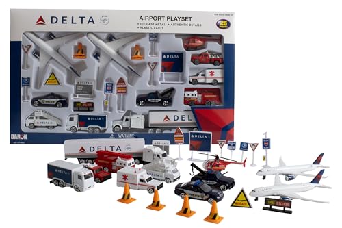 Daron Delta Airport 25Piece DieCast Metal and Plastic Airplanes Vehicles and Accessories Playset Toy and Collectible for Ages 3 - Image 1
