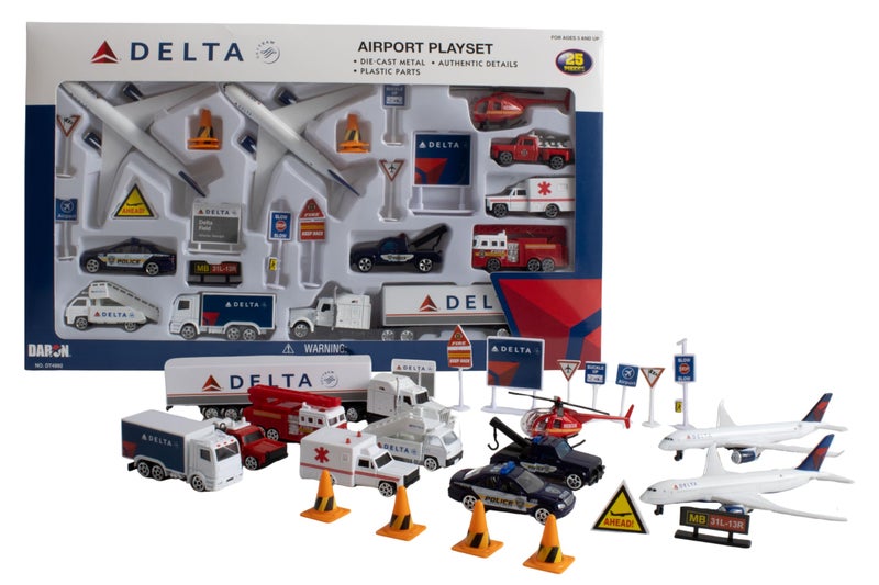 Daron Delta Airport 25Piece DieCast Metal and Plastic Airplanes Vehicles and Accessories Playset Toy and Collectible for Ages 3 - Image 3