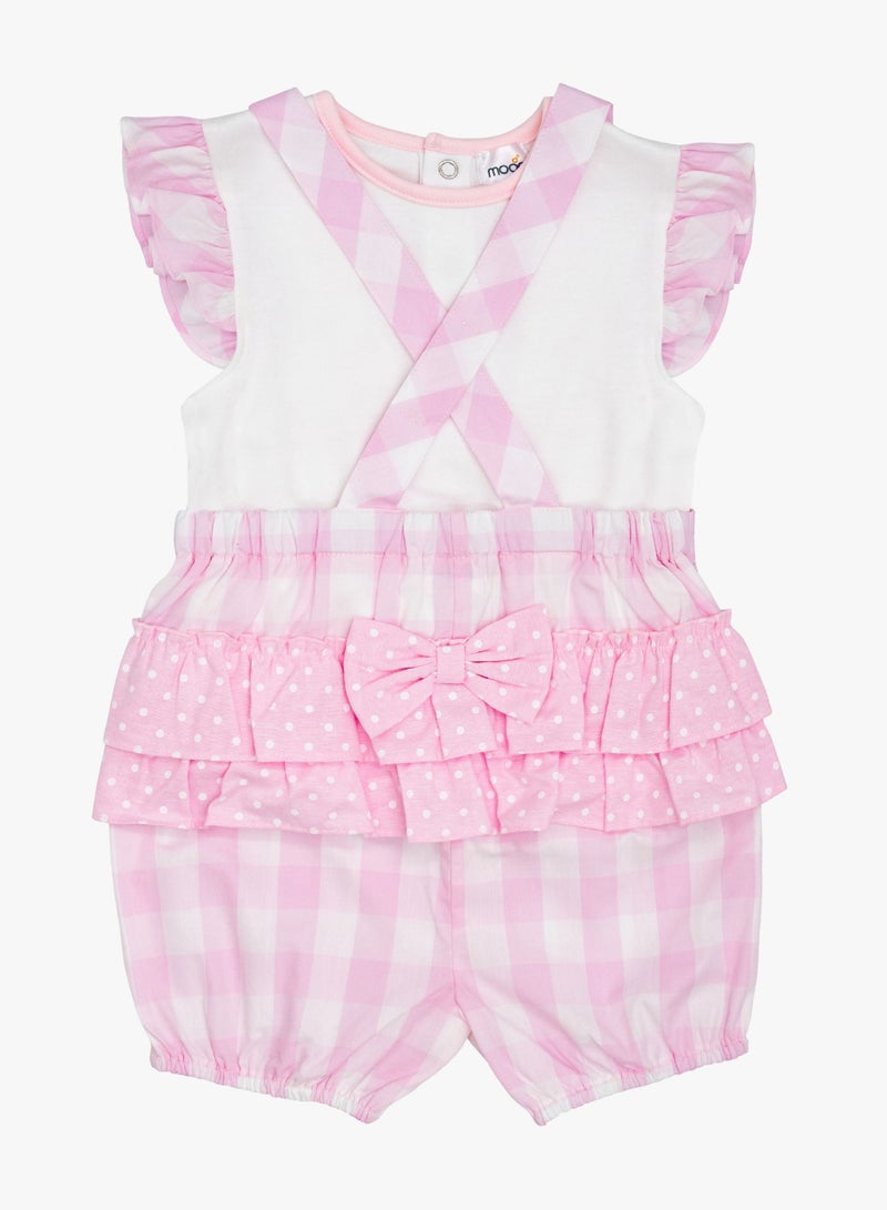 MOON 100% Cotton Top and Dungaree 18-24M Pink - Pink Gingham - Image 2