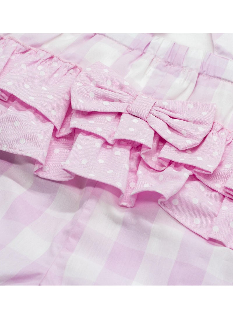 MOON 100% Cotton Top and Dungaree 18-24M Pink - Pink Gingham - Image 4