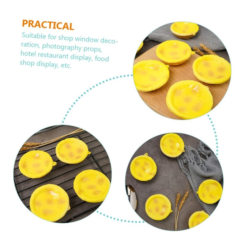 Realistic Egg Tart Simulation Models 5 Pieces Bakery Display Home Decor Photography Prop - Image 3