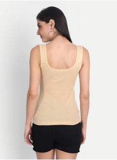 Aimly Aimly Women's Cotton Sleeveless Beige Camisole Slip Spaghetti Pack of 2  - Image 4