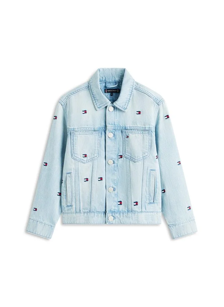 Tommy Hilfiger Critterwavyflags Wavy Flag Embroidery Denim Trucker Jacket for Men | Best Price UAE